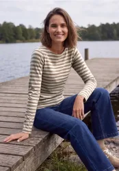 Langarm Shirt mit Boat Neck und Streifen
