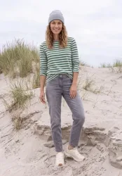 Langarm Shirt mit Boat Neck und Streifen