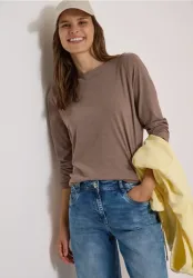 Langarm Shirt mit U-Boot-Ausschnitt