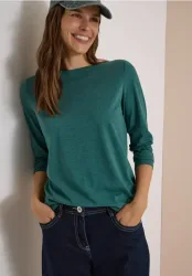 Langarm Shirt mit U-Boot-Ausschnitt