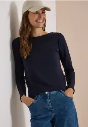 Langarm Shirt mit U-Boot-Ausschnitt