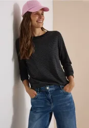 Langarm Shirt mit Boat Neck und Streifen