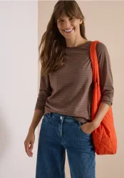 Langarm Shirt mit Boat Neck und Streifen