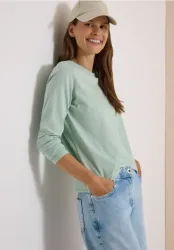 Langarm Shirt mit Boat Neck und Streifen