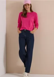 Langarm Shirt mit Boat Neck und Streifen