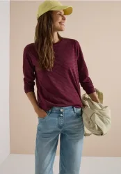 Langarm Shirt mit Boat Neck und Streifen