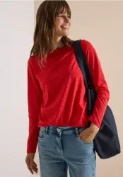 Langarm Shirt mit Boat Neck und Streifen