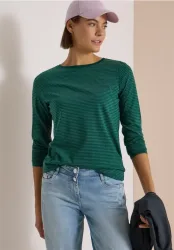 Langarm Shirt mit Boat Neck und Streifen