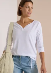 Shirt mit Split Neck im Tunika-Look
