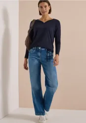 Shirt mit Split Neck im Tunika-Look