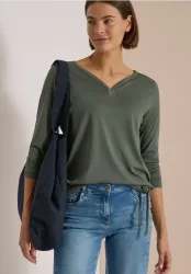 Shirt mit Split Neck im Tunika-Look