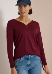 Shirt mit Split Neck im Tunika-Look