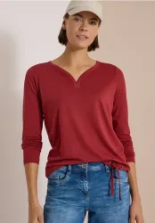 Shirt mit Split Neck im Tunika-Look