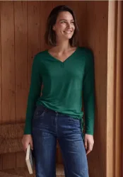 Shirt mit Split Neck im Tunika-Look