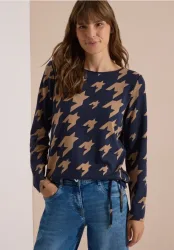 Langarm Shirt mit Boat Neck und Print