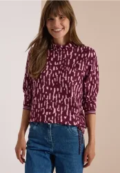 Langarm Shirt mit Stehkragen und Print