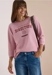 3/4-Arm Shirt mit Rundhals und Wording