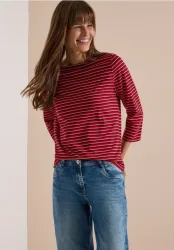 3/4-Arm Shirt mit Boat Neck und Streifen