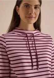 Langarm Shirt mit Funnel Neck und Streifen