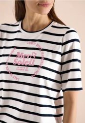 Kurzarm Shirt mit Rundhals und Streifen