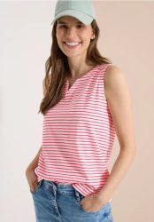 Top mit Split Neck und Streifen
