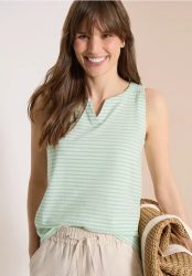 Top mit Split Neck und Streifen