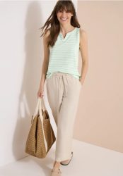 Top mit Split Neck und Streifen