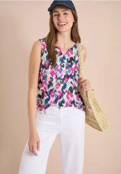 Top mit Split Neck und Print