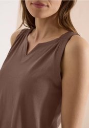 Top mit Split Neck in Unifarbe