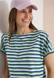 Kurzarm Shirt mit Struktur und Streifen
