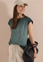 Cecil T-Shirt U-Boot-Ausschnitt, Garment-Dye Optik