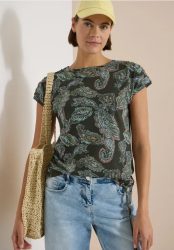 Kurzarm Shirt mit Boat Neck und Raffung