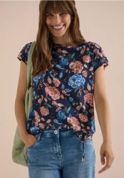 Kurzarm Shirt mit Boatneck und Raffung