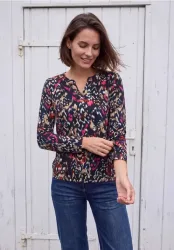 Shirt mit Split Neck im Tunika-Look