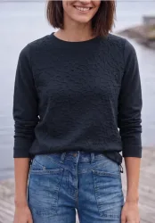 Shirt mit Boat Neck und Strukturmix
