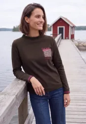 Langarm Shirt mit Funnel Neck und Print