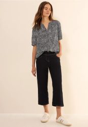 Gemusterte Split Neck Bluse