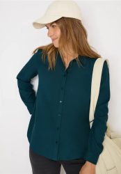 Hemdbluse in Unifarbe