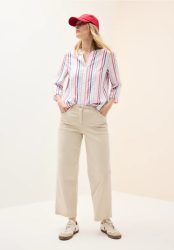 Gestreifte Split Neck Bluse