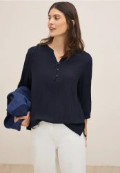 Strukturbluse in Unifarbe