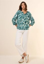 Bluse mit Leinenanteil