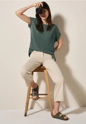 Leinenmix Bluse mit Knoten