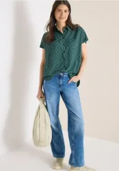 Kurzarm Bluse mit Knopfleiste