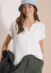 Cecil Hemdbluse Sommerbluse, Kurzarm, weich fliessende Viskose