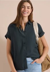 Kurzarm Hemdbluse in Unifarbe