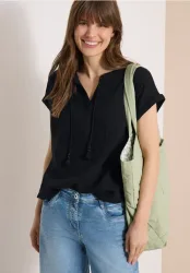 Bluse mit Split Neck aus Musselinstoff