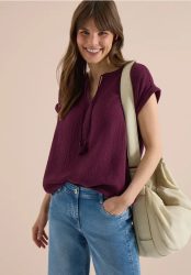 Bluse mit Split Neck aus Musselinstoff