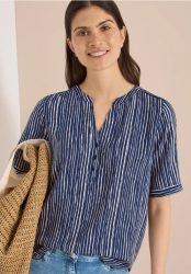 Bluse mit Split Neck und Streifen