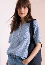 Bluse mit Split Neck und Streifen