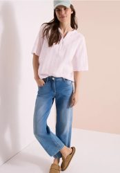 Bluse mit Split Neck und Streifen